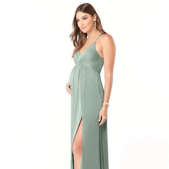 Azazie Annabelle Maternity or Postpartum Dress in Agave - Picture 3 of 6